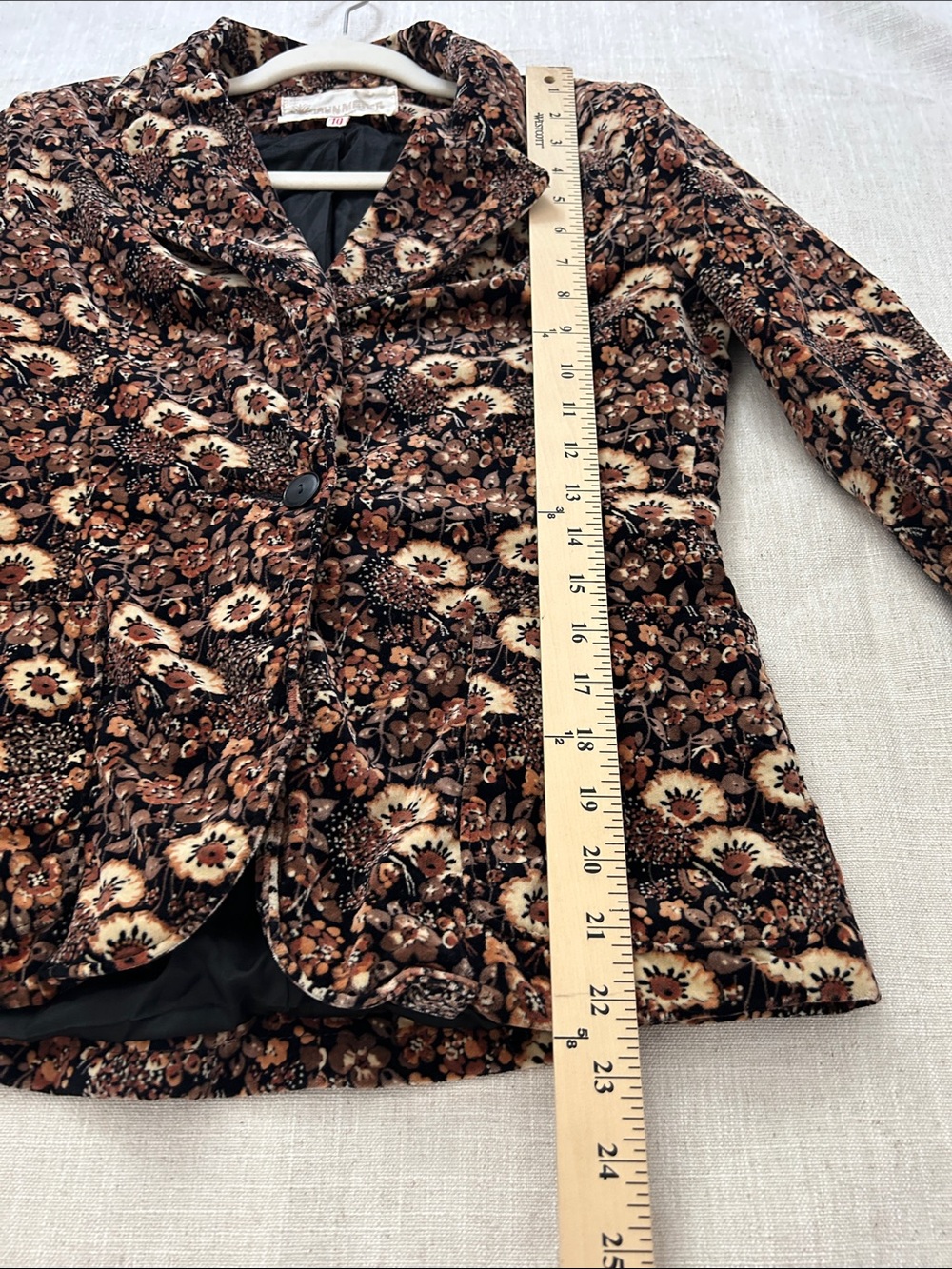 John Meyer Velvet Single-Button Blazer Tailored Fall Floral Bohemian Whimsigoth - Picture 9 of 14